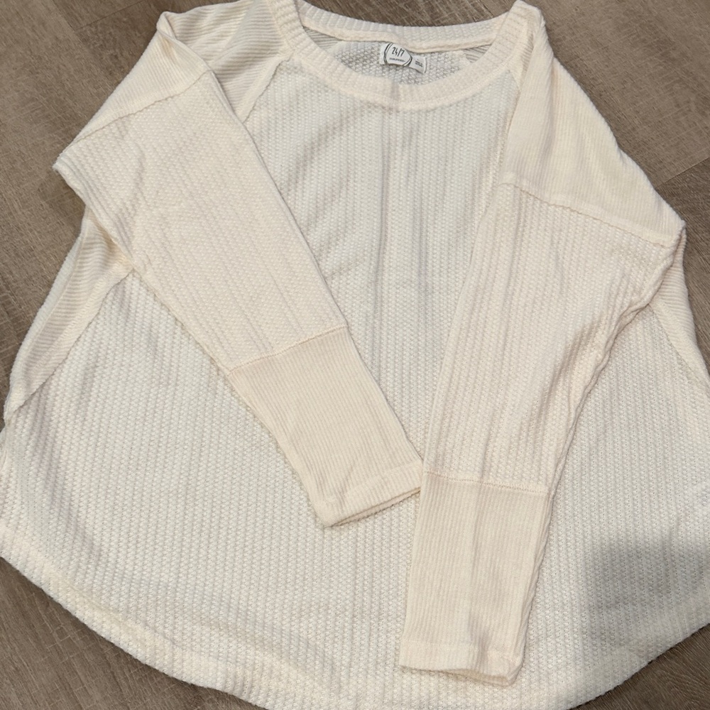 Maurices Ivory Long Sleeve Textured Top